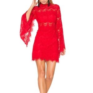 Lace minkpink red mini dress